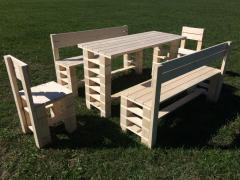 Obrázek: Paletový nábytek: stůl 60 x 150 cm + 2x lavička + 2x židlička