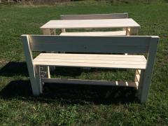 Obrázek Paletový nábytek: stůl 60 x 150 cm + 2 x lavička