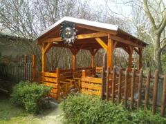 Obrázek Pergola 3 x 6 m se sedlovou střechou hranol 7,5 x 7,5 cm